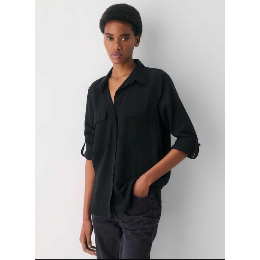 Aritzia Babaton Utility Shirt in Black Tencel Lyocell